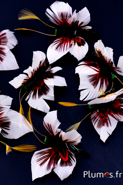 Papillon sur broche - 6 cm - blanc-bordeaux